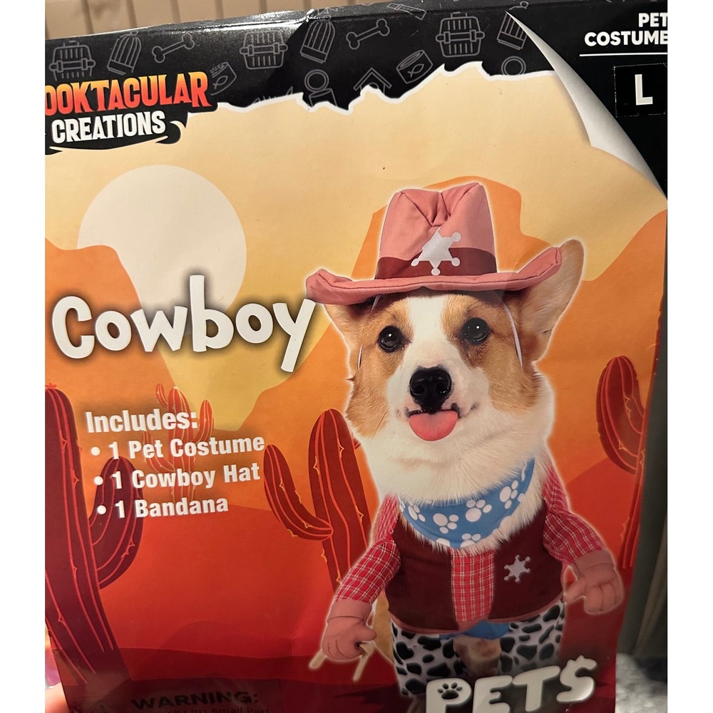Spooktacular Creations Halloween Pet Dog‎ Cowboy with Cowboy Hat Sz Large